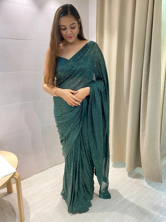 Green Sequence Saree