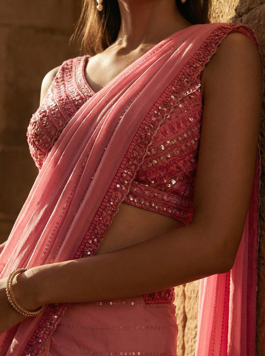 Chic Pink Saree By Chamee & Palak