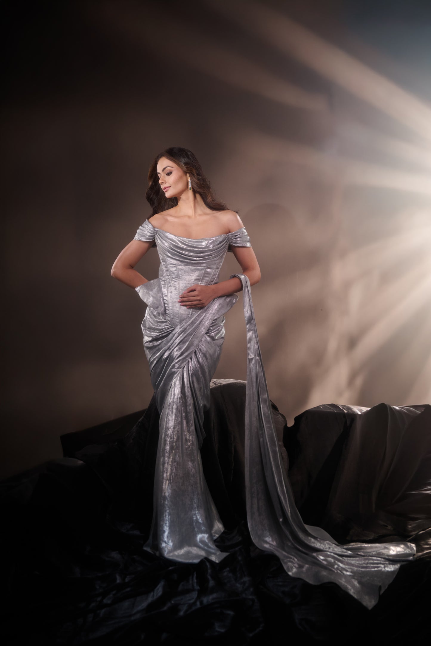 Sculpted Silver Saree