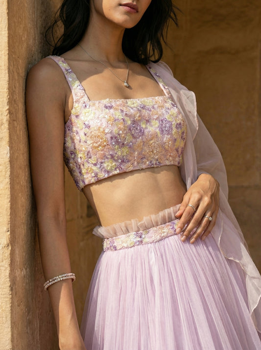 Lilac ruffle lehenga