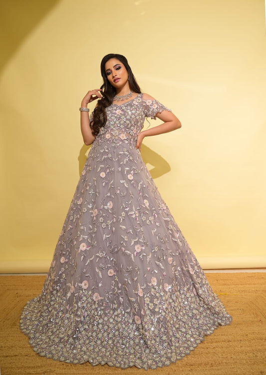 Lilac Cold Shoulder Gown