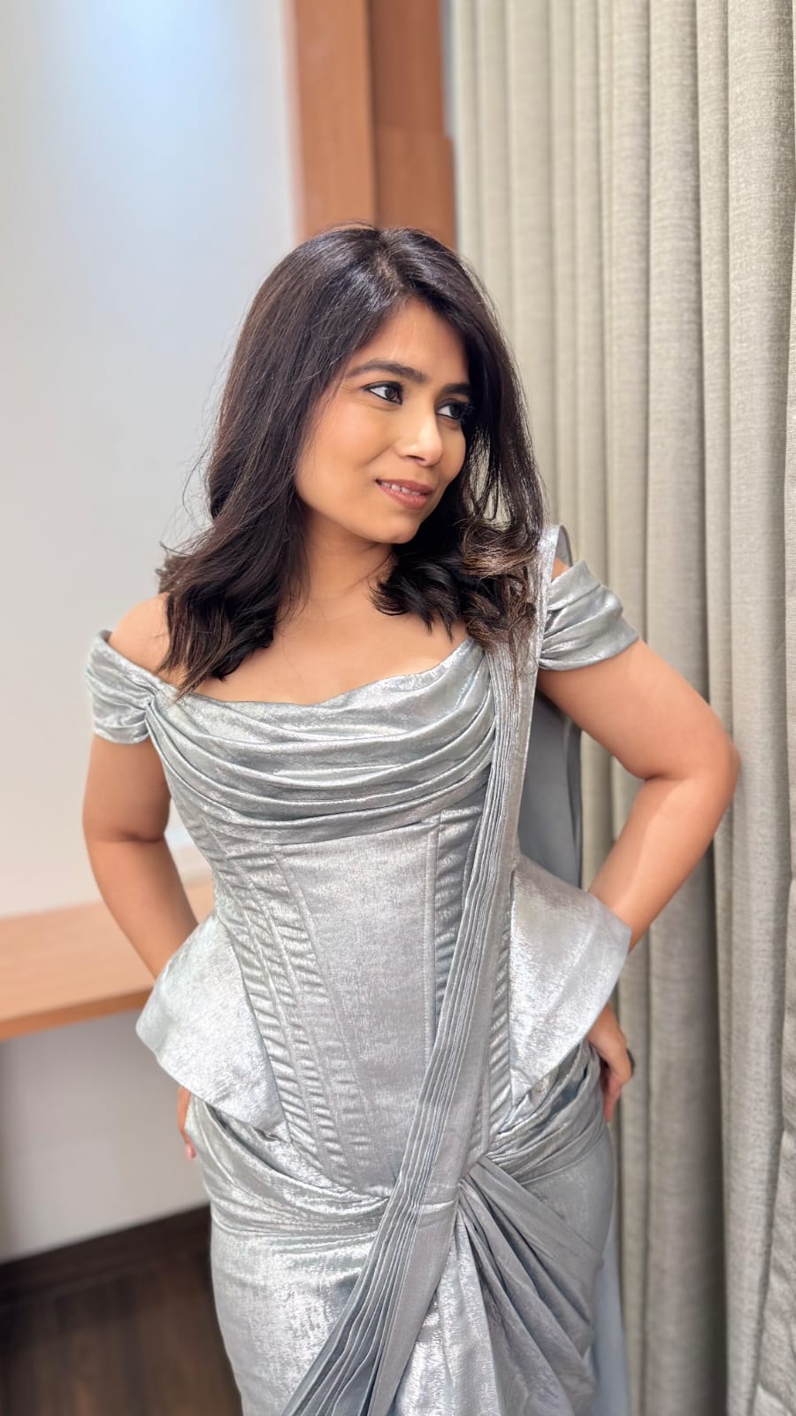 Sculpted Silver Saree