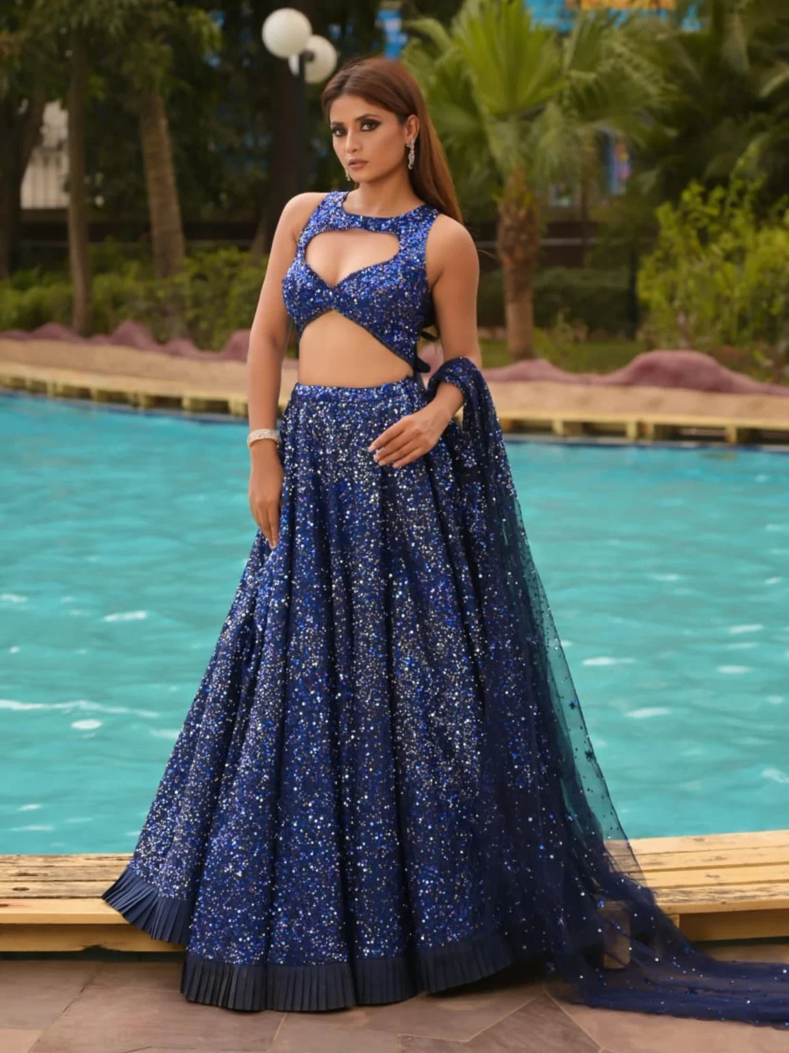 Blue Sequence lehenga