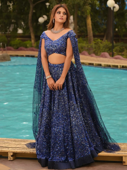 Blue Sequence lehenga