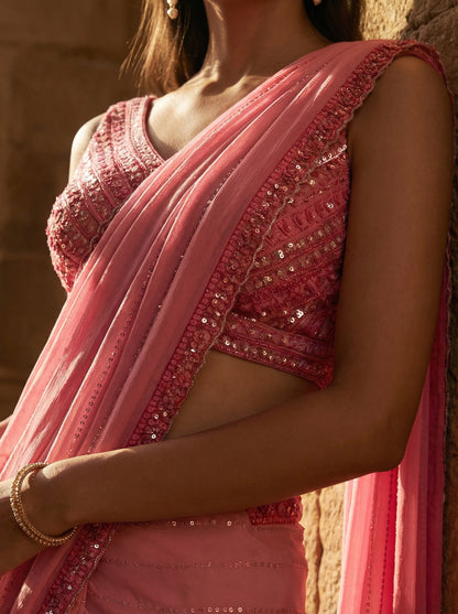 Chic Pink Saree By Chamee & Palak