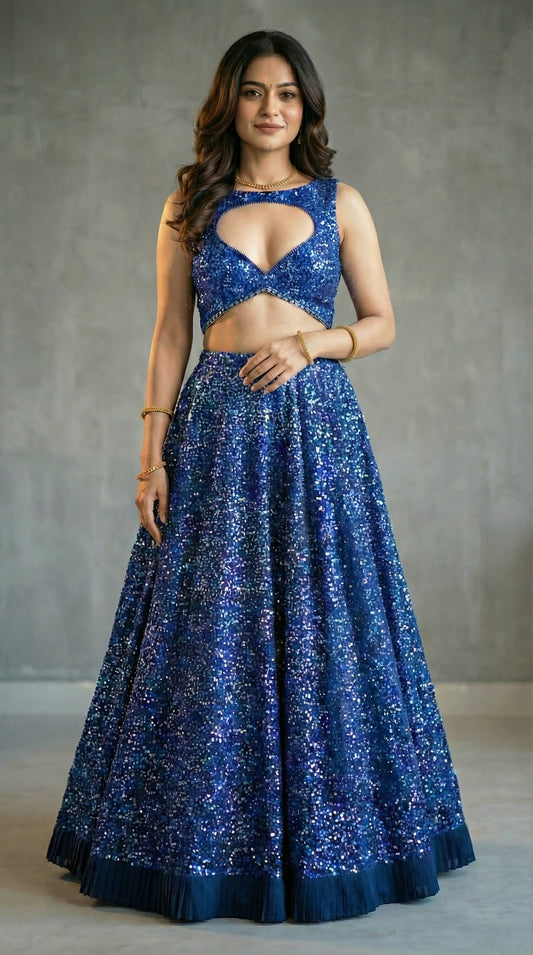 Blue Sequence lehenga