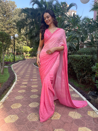 Chic Pink Saree By Chamee & Palak
