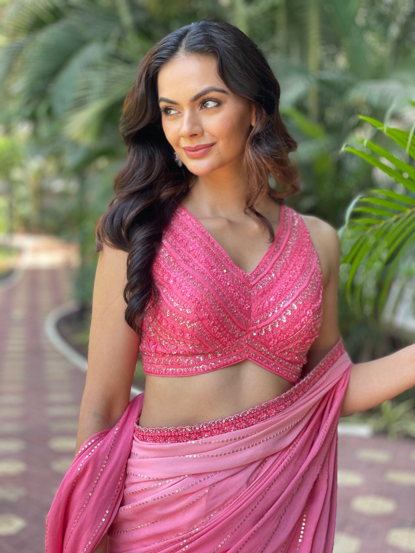 Chic Pink Saree By Chamee & Palak