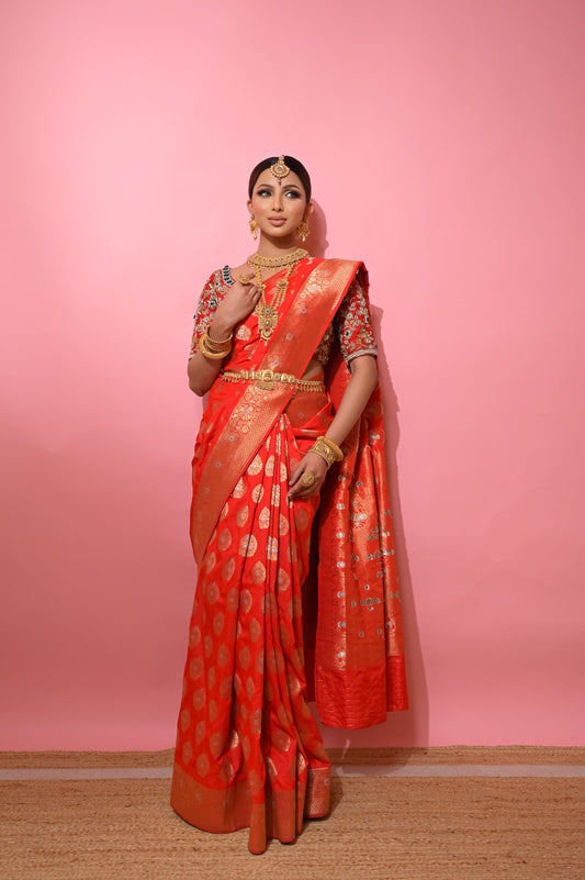 Red Banarsi Saree