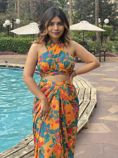 Floral Dhoti Set