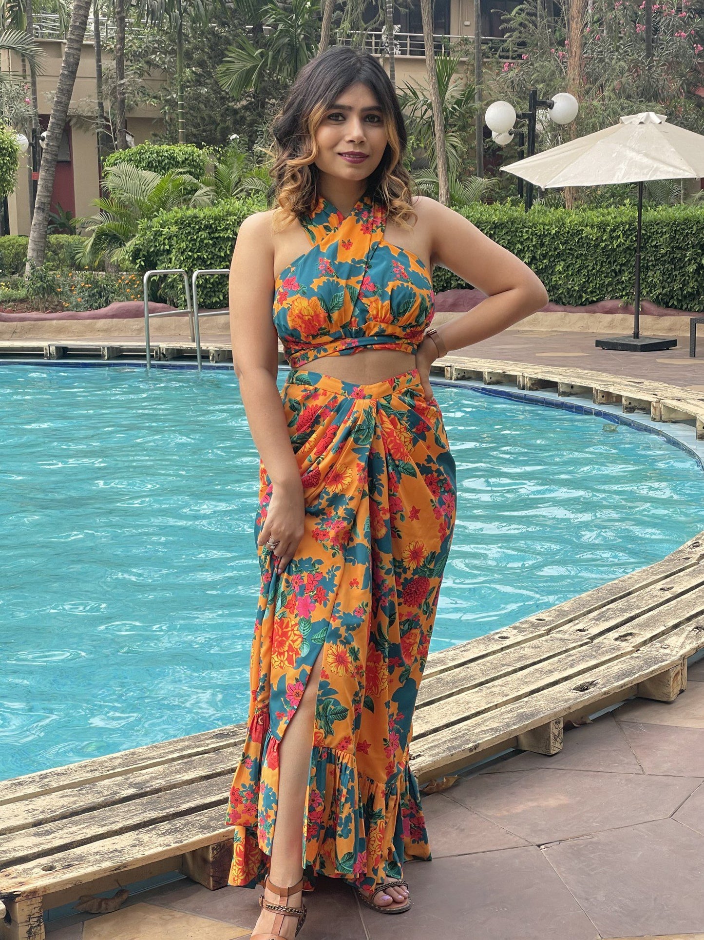 Floral Dhoti Set