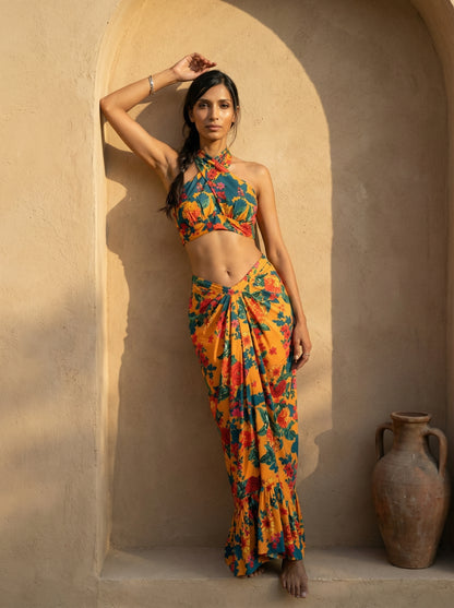 Floral Dhoti Set