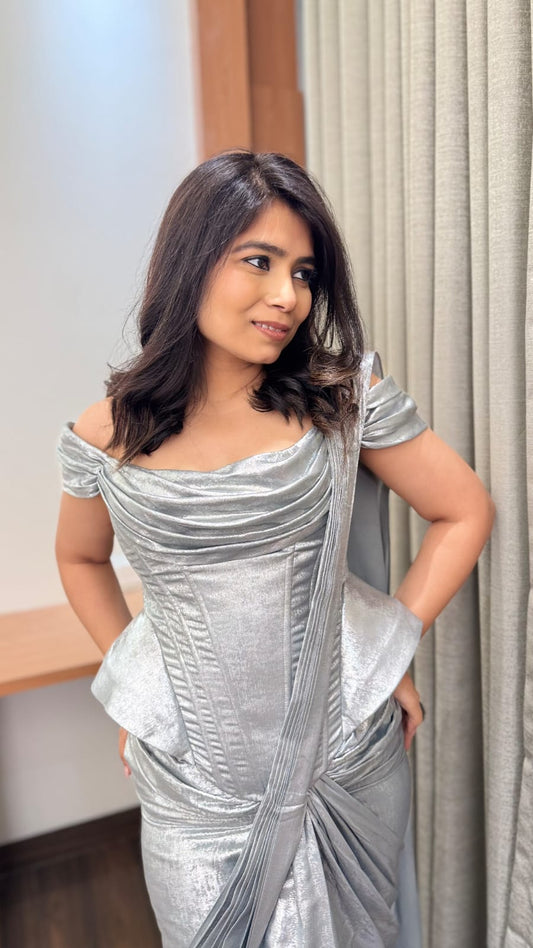 Sculpted Silver Saree