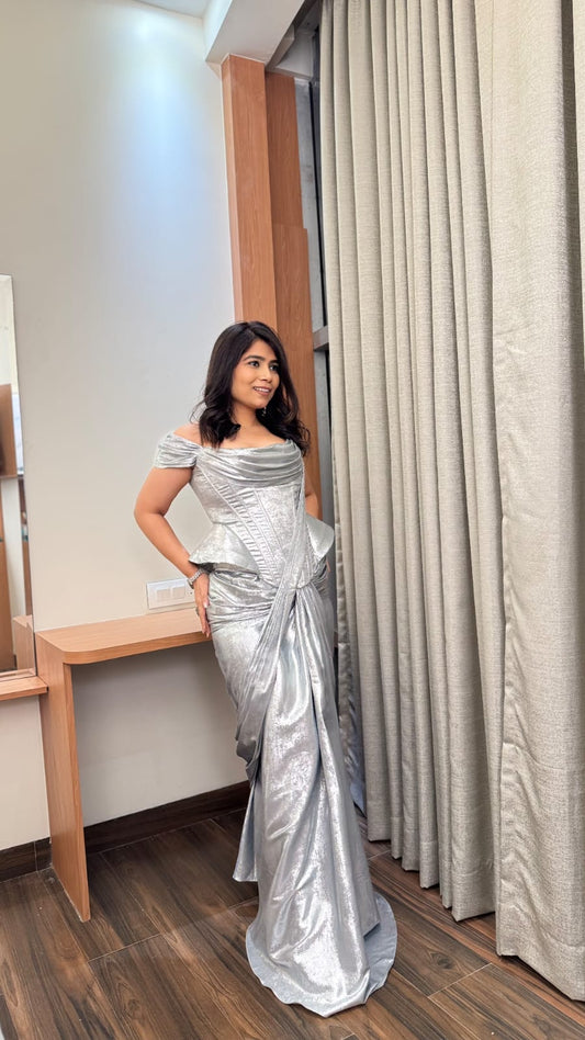 Sculpted Silver Saree