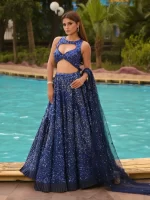 Blue Sequins Lehenga