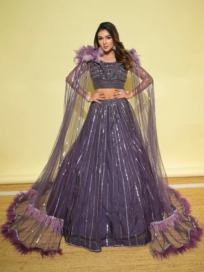 Feather lehenga