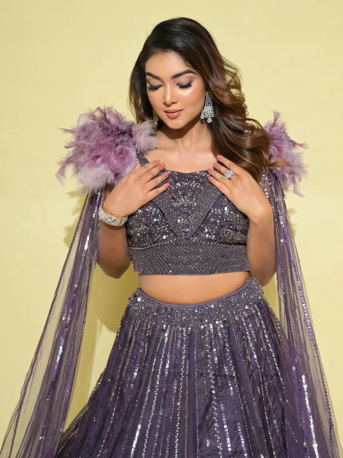 Feather lehenga