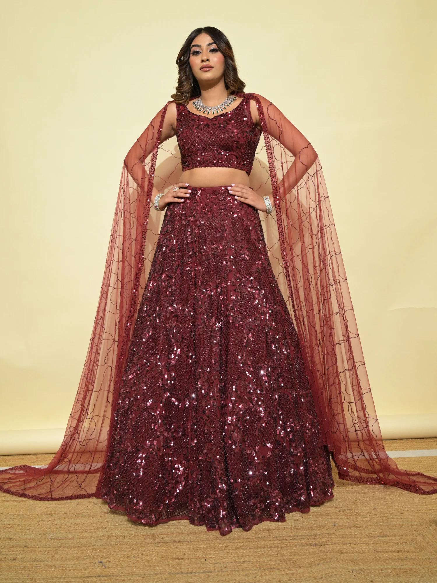 Appliqued wine red lehenga highlighted with pearls borders. | Embroidery  dress girl, Fancy dresses long, Designer party wear dresses
