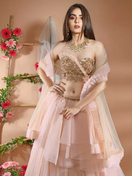 Peach Duchess Lehenga