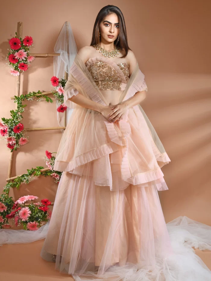 Peach Duchess Lehenga