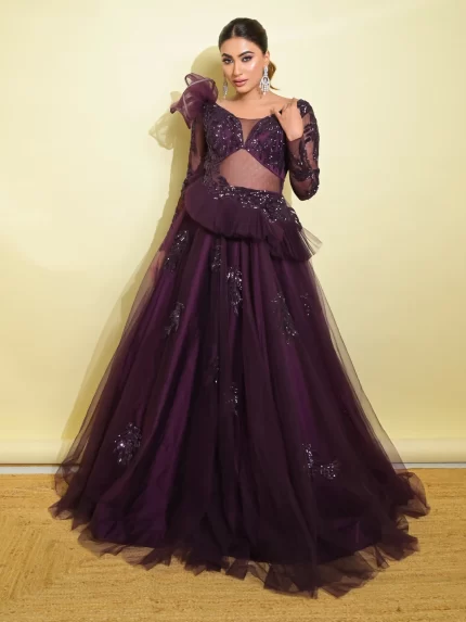 Indo Western Purple Gown – Akilah